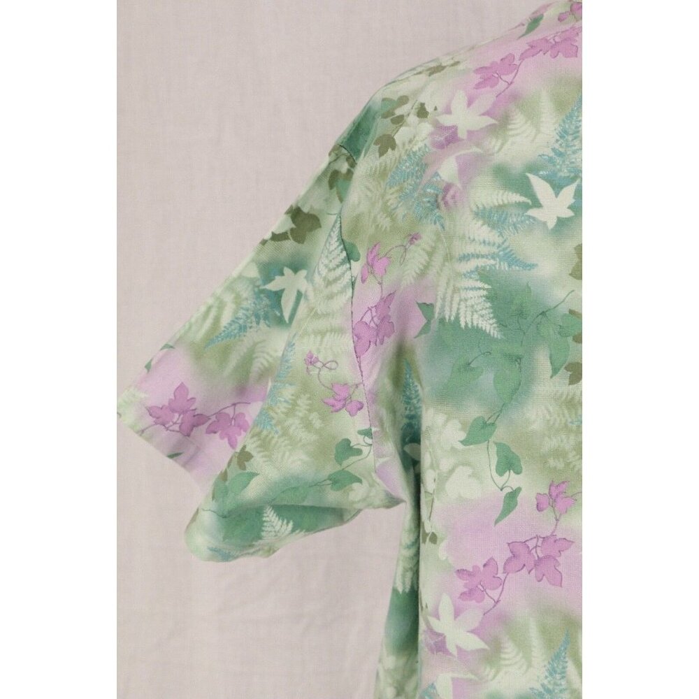 MG Medgear Scrub Top Women XL Green Leaf Floral Medical Uniform Shirt V Neck VTG - Picture 7 of 12